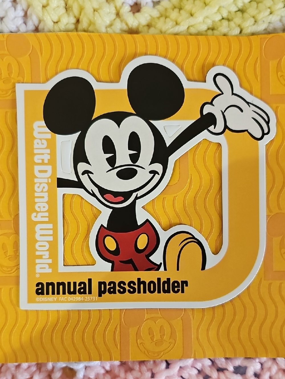 Walt Disney World Annual Passholder Mickey Car Magnet - Yellow